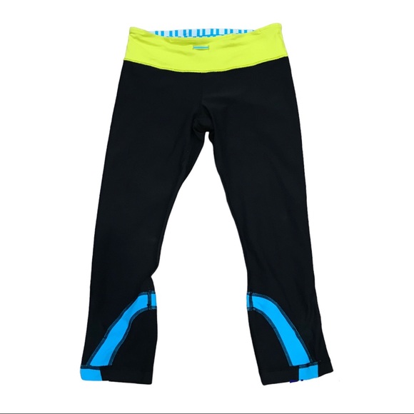 Lululemon Run: Inspire Crop II Legging Black / Twin Stripe Spry Blue / Spry blue - Picture 12 of 15